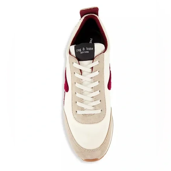 rag & bone Retro Runner Low-Top Sneakers Cream Burgundy size 10 - Picture 13 of 13